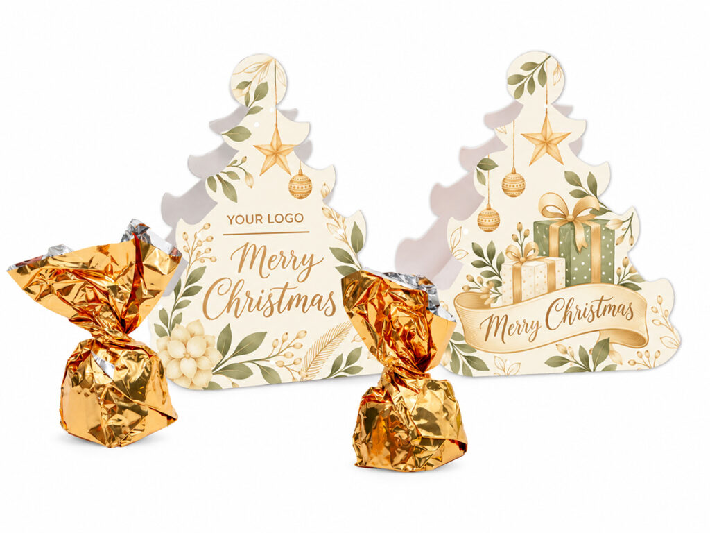 CHOCOLATE IN CHRISTMAS TREE BOXES