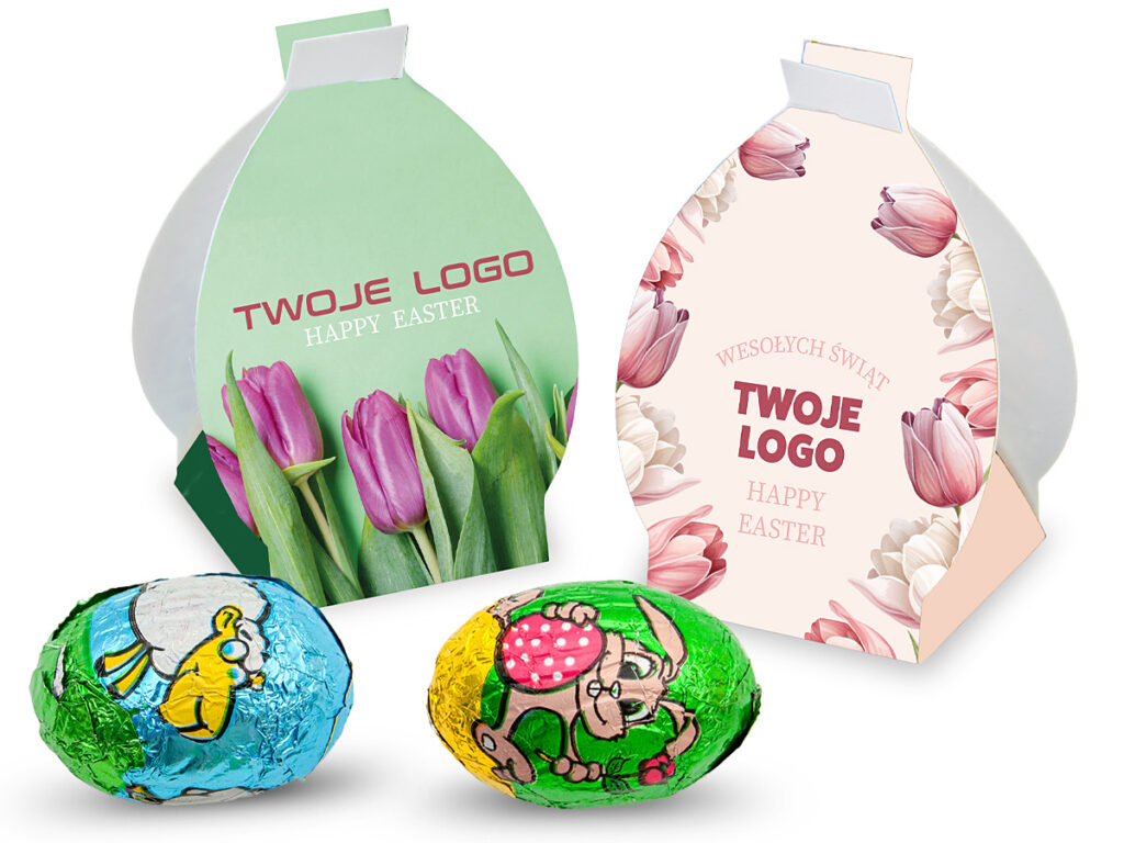 Zestaw czekoladek w kartonowym pudełku z logo firmy