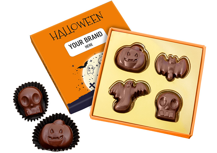 Zestaw 4 czekoladek Halloween z nadrukiem reklamowym