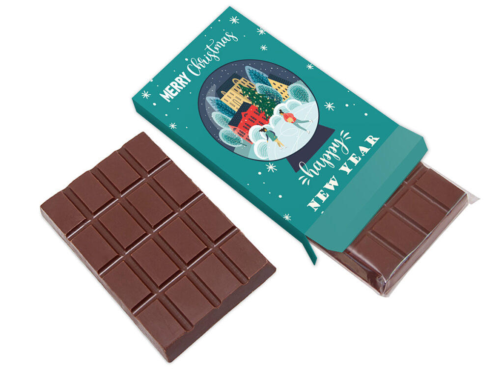Upominek firmowy – deserowa czekoladka Kaprys w świątecznym opakowaniu