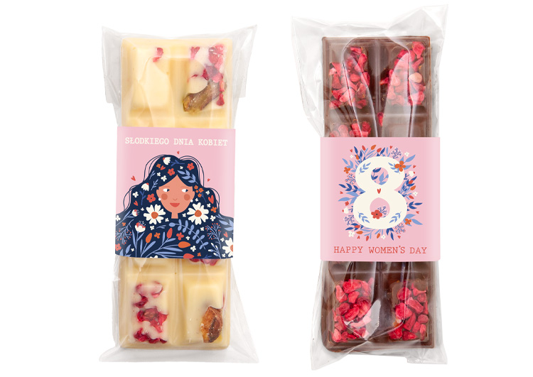Personalizowana czekoladka z owocami z nadrukiem reklamowym i logo klienta