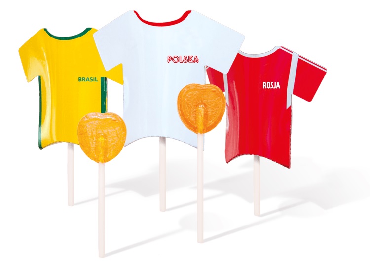 Upominek reklamowy – lizak serce w pudełeczku kartonowym z nadrukiem klienta w formie koszulki