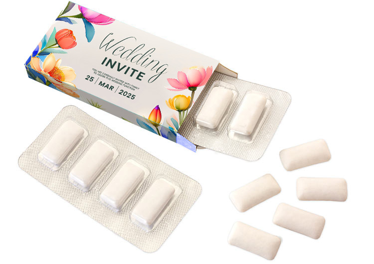 Upominek firmowy – 4 gumy w blistrze z logo i nadrukiem reklamowym