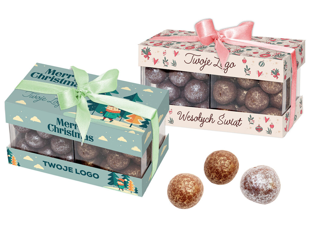 Upominek reklamowy – zestaw bakaliowy duet z personalizowanym nadrukiem