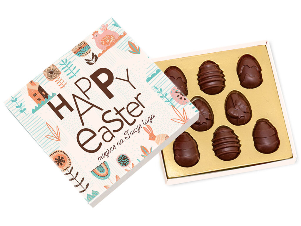 Ekskluzywny prezent firmowy – czekoladki w kształcie pisanek w pudełku