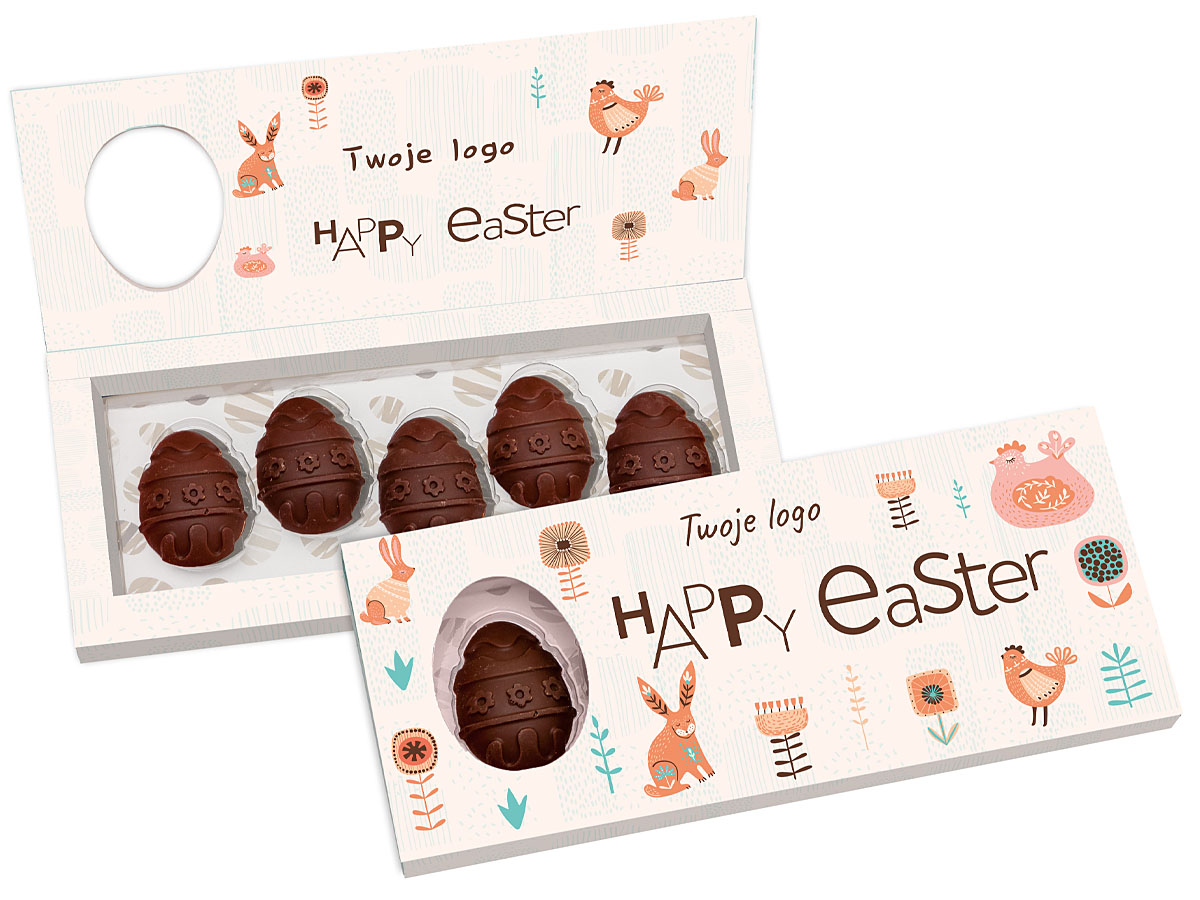 Wielkanocny prezent firmowy – czekoladowe jajeczka w pudełku