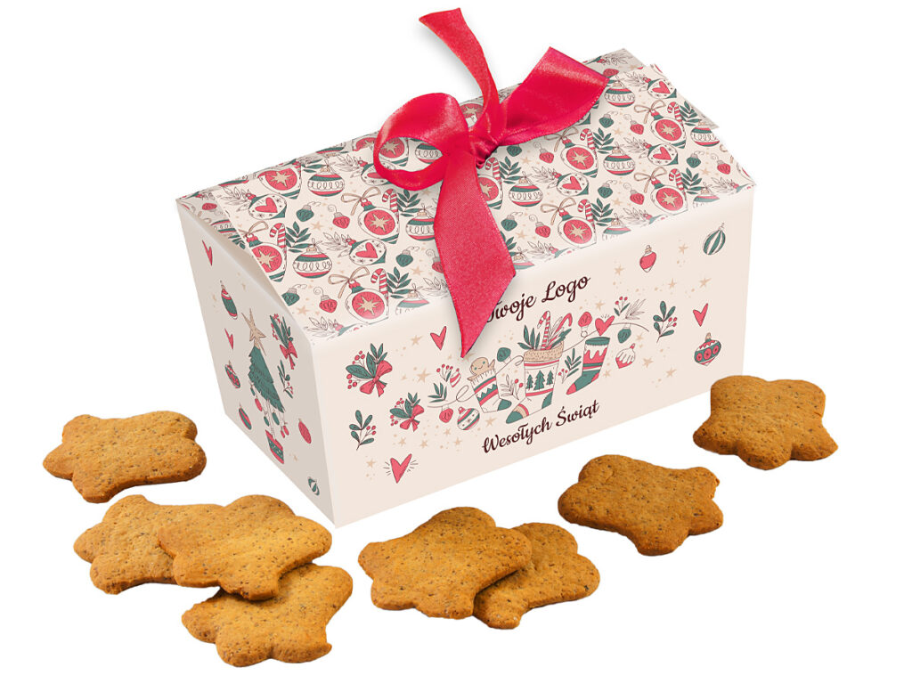 Personalizowane pierniki w eleganckim pudełku z nadrukiem reklamowym