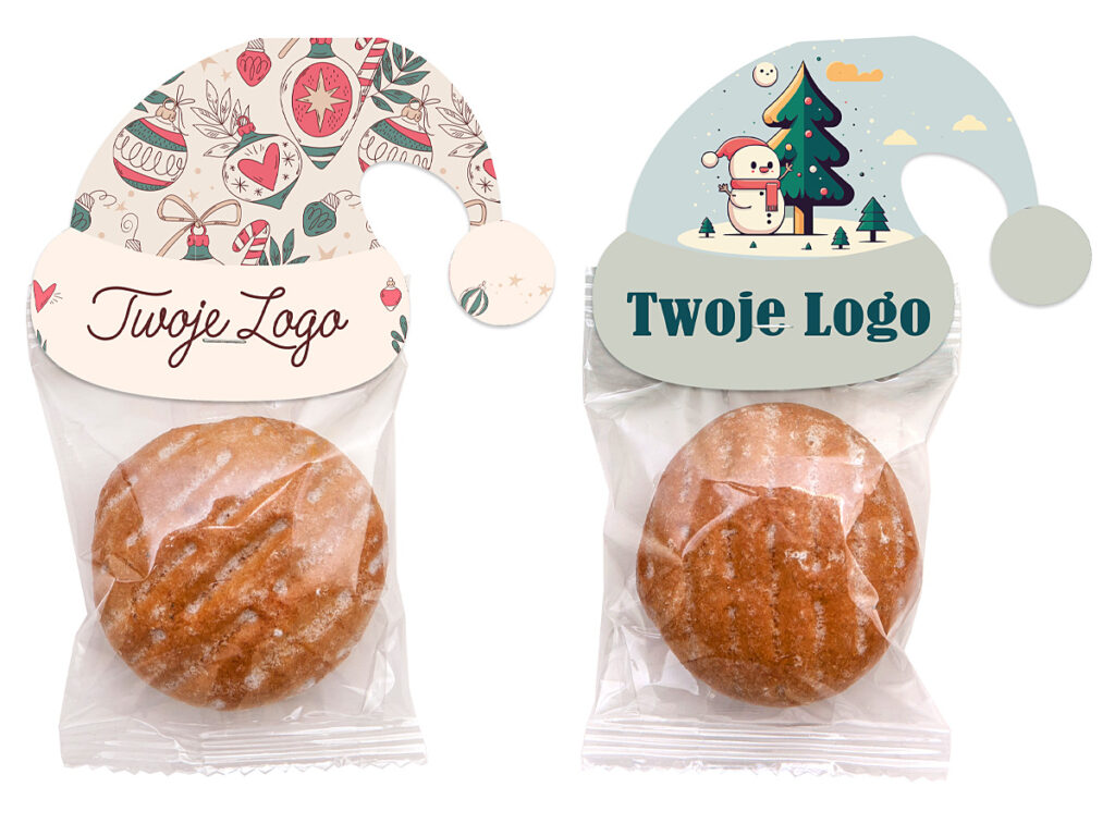 Personalizowany piernik z marmoladą śliwkową w przezroczystym opakowaniu