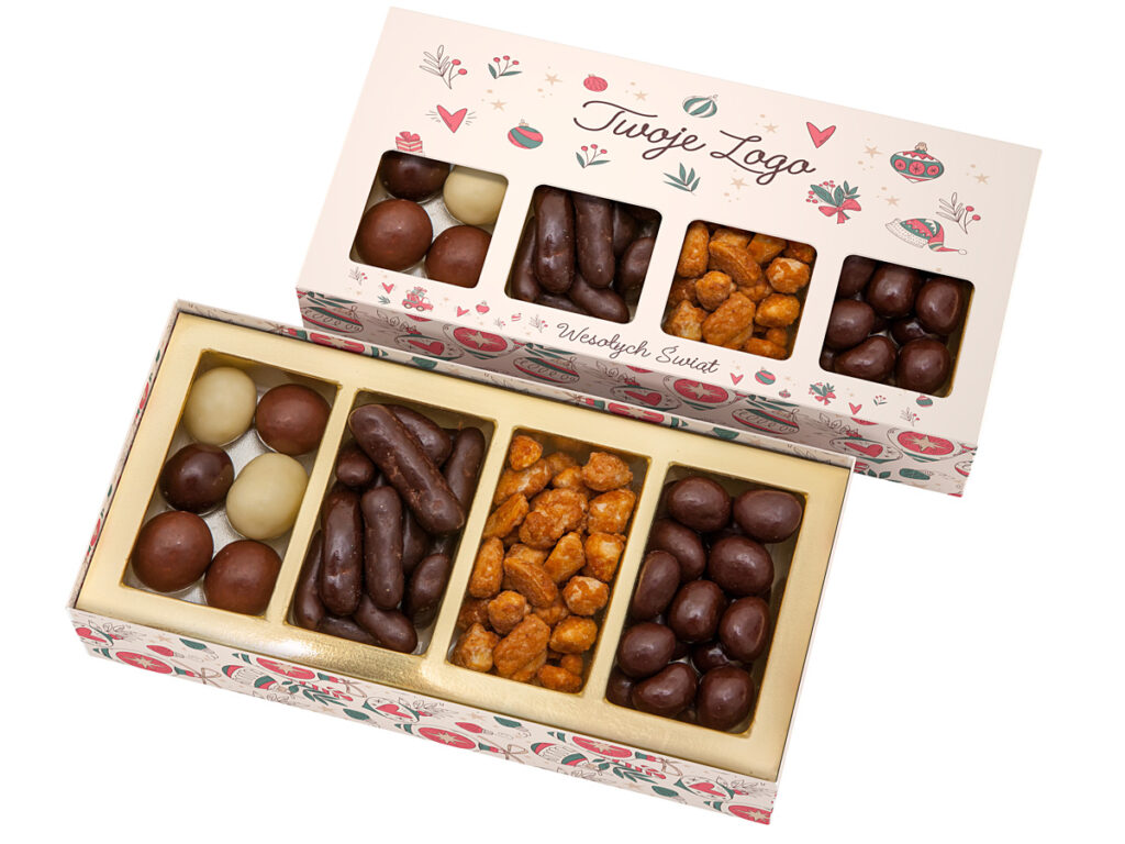 Mieszanka bakalii w czekoladzie w ekskluzywnym opakowaniu z logo firmy