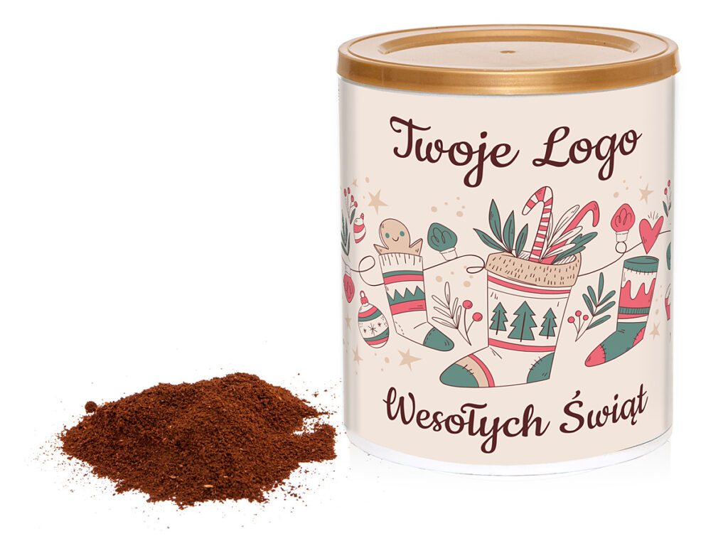 Kawa mielona zapakowana w tubę z dowolnym nadrukiem reklamowym