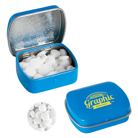 Firmowy gadżet – puszka z pastylkami i logo klienta